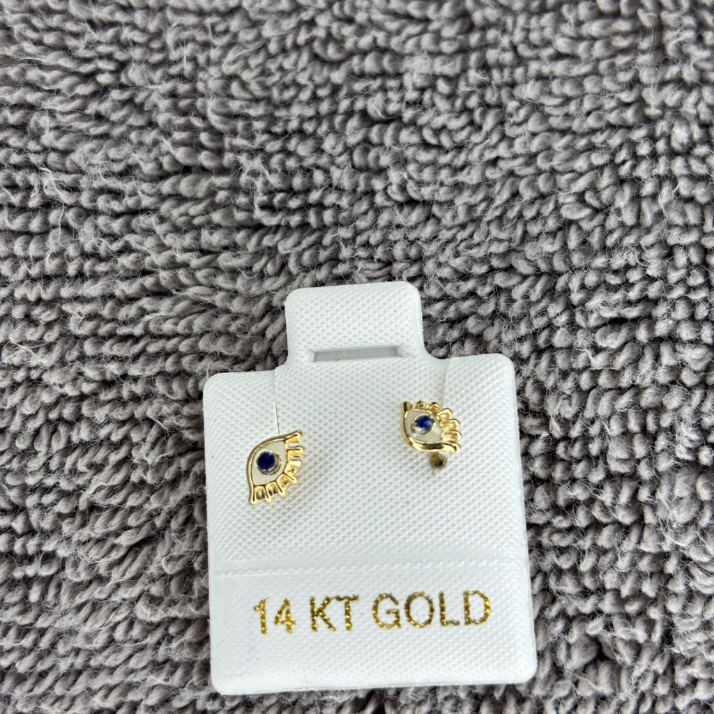 Planet Gold Blue And Gold Eye Earrings